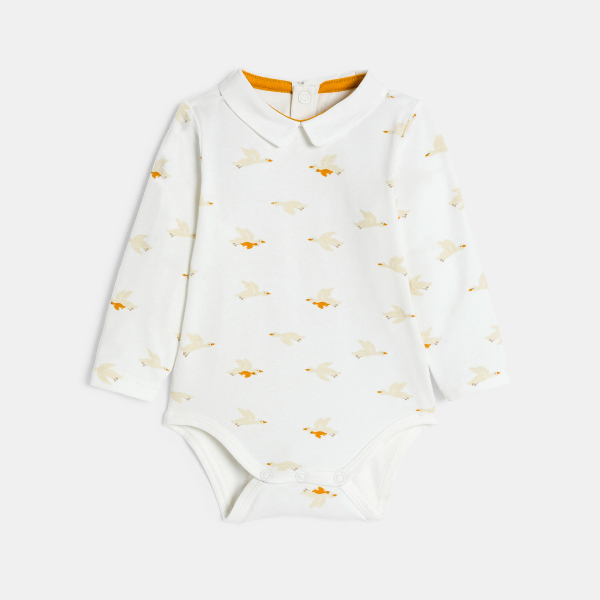 سترة جيليه من نسيج صوف الشيربا وبنطلون)سروال( من المخمل وقميص بودي أصفر للصبيان حديثي الولادة